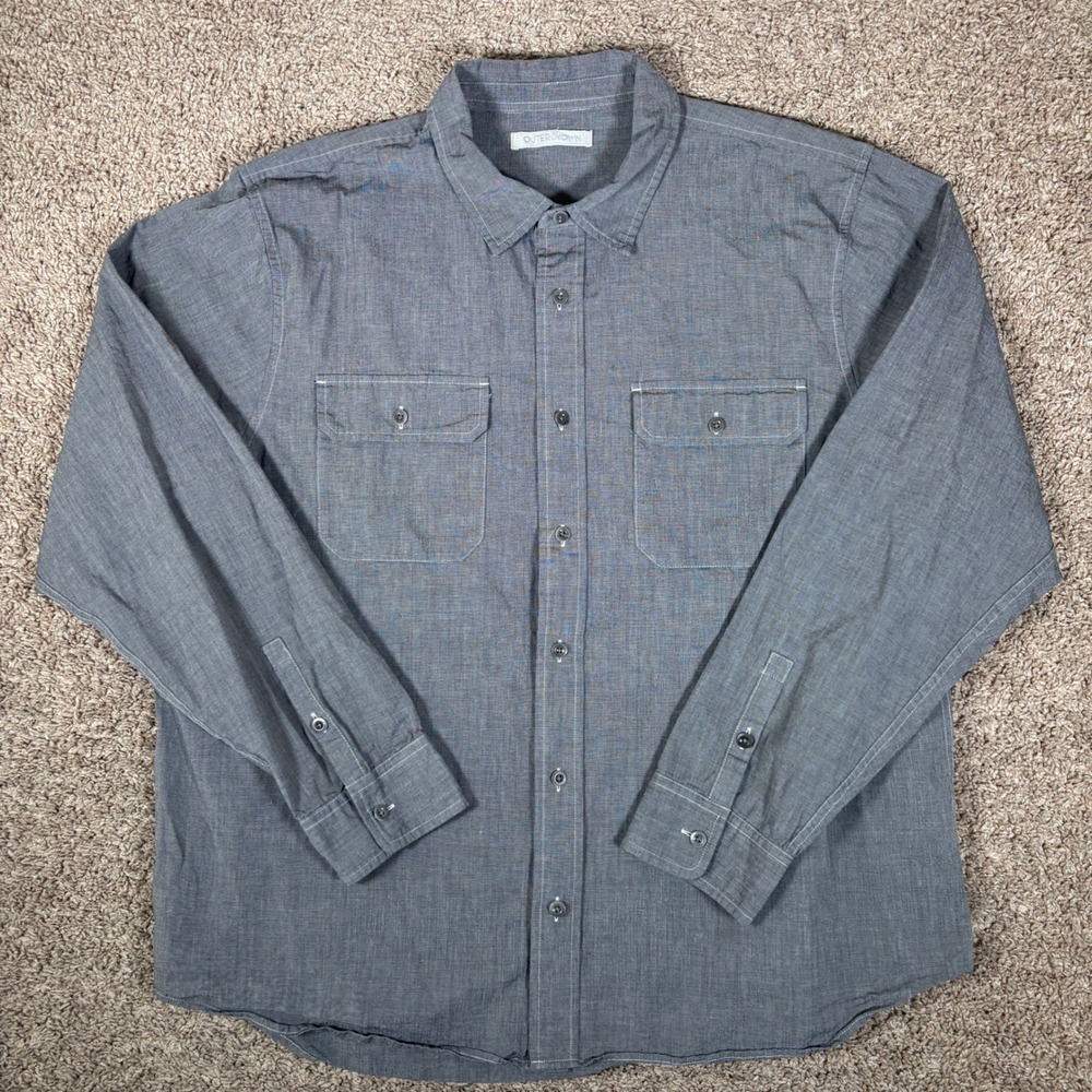 Outerknown Mens XXL Grey Organic Cotton Long Sleeve Button Down Shirt